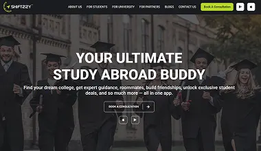 UX screens designed for an international student community platform